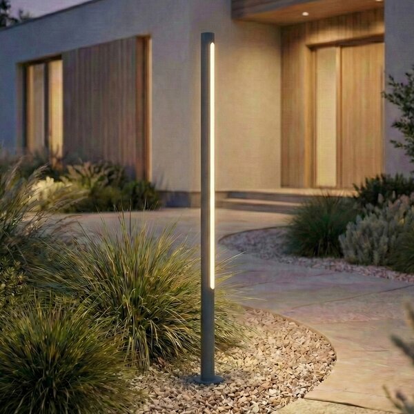 Lindby LED svjetiljka za stazu Liravel, visina 115 cm, antracit, IP65, Crno, Aluminij