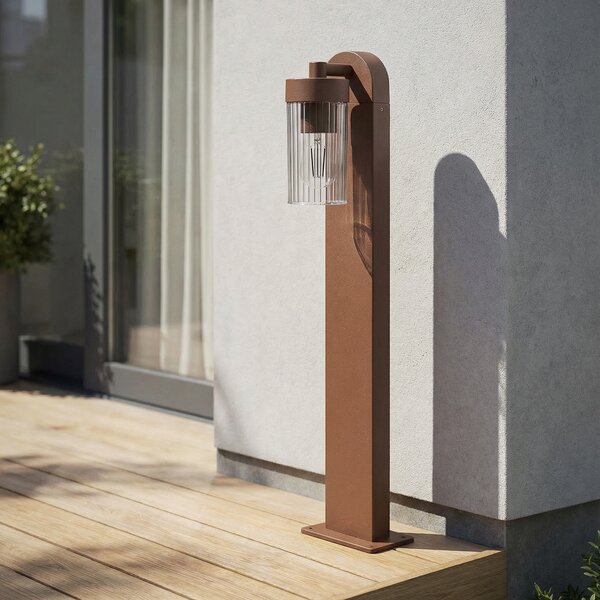 Lindby stazna svjetiljka Kaliro, hrđa, 60 cm, E27, IP54, Smeđa / hrđa, Aluminij