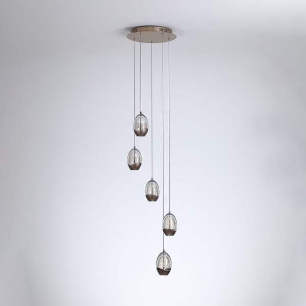 Searchlight LED viseća lampa Seeds, Ø 30 cm, krem boje, staklo, 5 žarulja., prigušiva, Bež, Dnevni boravak/blagovaonica, Staklo