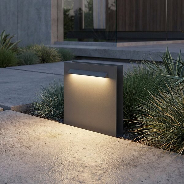 Lucande LED postolje Joril, antracit, CCT, 23 cm, IP65, Sivo, Aluminij