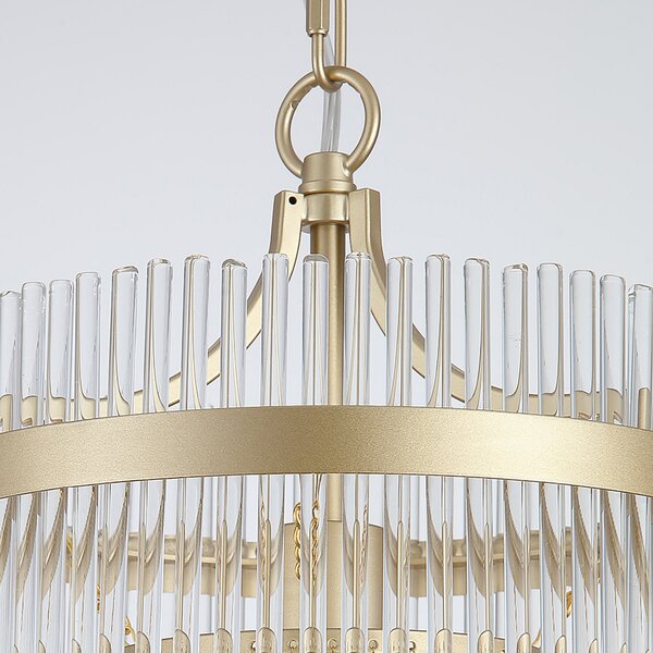 Searchlight Viseća lampa Lara, Ø 26 cm, zlatna/prozirna, staklo/metal, prigušiva, Zlato / mjed, Dnevni boravak/blagovaonica, Staklo