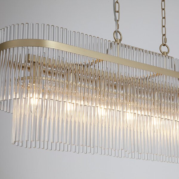 Searchlight Viseća lampa Lara, duljina 98 cm, zlatna/prozirna, staklo/metal, prigušiva, Zlato / mjed, Dnevni boravak/blagovaonica, Staklo