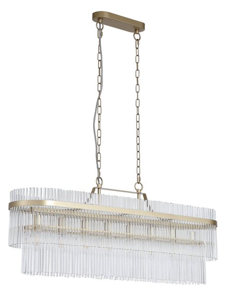 Searchlight Viseća lampa Lara, duljina 98 cm, zlatna/prozirna, staklo/metal, prigušiva, Zlato / mjed, Dnevni boravak/blagovaonica, Staklo