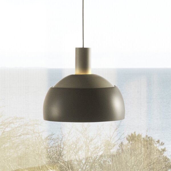 Louis Poulsen viseća svjetiljka FJ Elements, siva, Ø 25 cm, E27, prigušiva, Sivo, Dnevni boravak/blagovaonica, Aluminij