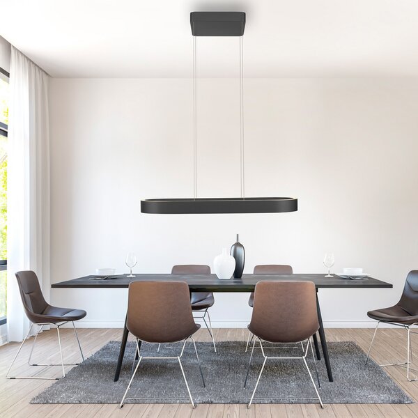 Paul Neuhaus LED viseća svjetiljka Q-Stretto, crna, 86,8 cm, prigušiva, Crno, Dnevni boravak/blagovaonica, Metal