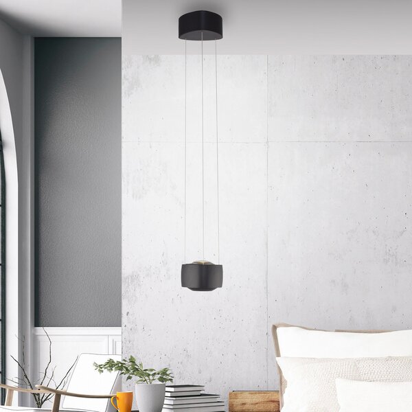 Paul Neuhaus LED viseća svjetiljka Q-Stretto, crna, Ø 14,5 cm, prigušiva, Crno, Dnevni boravak/blagovaonica, Metal