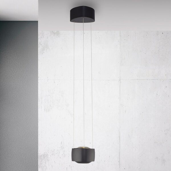 Paul Neuhaus LED viseća svjetiljka Q-Stretto, crna, Ø 14,5 cm, prigušiva, Crno, Dnevni boravak/blagovaonica, Metal