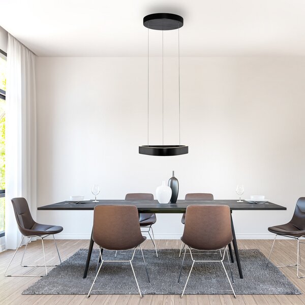 Paul Neuhaus LED viseća svjetiljka Q-Stretto, crna, 40,8 cm, prigušiva, Crno, Dnevni boravak/blagovaonica, Metal