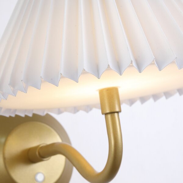 Searchlight LED zidna lampa na baterije DANISH, projekcija 25 cm, metal zlatne boje, prigušiva, Zlato / mjed, Dnevni boravak/blagovaonica, Metal