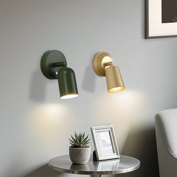 Searchlight LED zidna lampa na baterije CONE, zlatne boje, širine 10 cm, metalna, prigušiva, Zlato / mjed, Dnevni boravak/blagovaonica, Metal