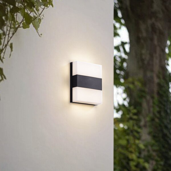 PRIOS Prios LED vanjska zidna svjetiljka Teekon, antracit, 20 cm, IP44, Crno, Nehrđajući čelik