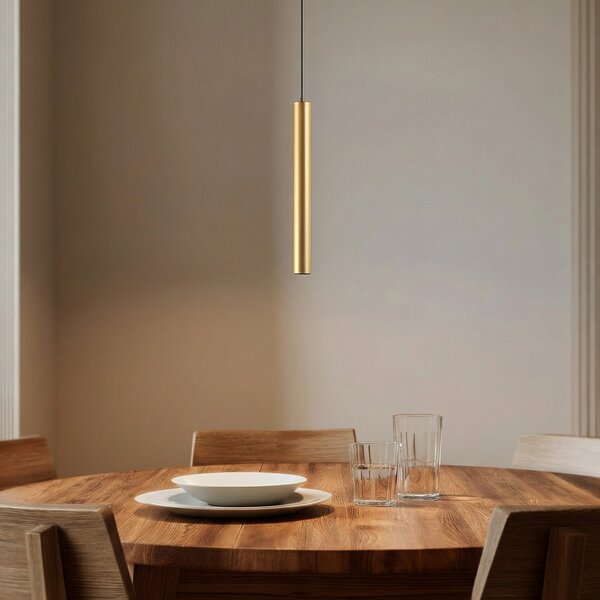 Lindby LED viseća svjetiljka Lumaro, zlatna, 27 cm, 48 V, prigušljiva, prigušiva, Zlato / mjed, Dnevni boravak/blagovaonica, Aluminij