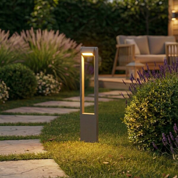 Lindby LED svjetiljka za put Meloni, antracit, 65 cm, IP65 rotirajuća, Crno, Aluminij