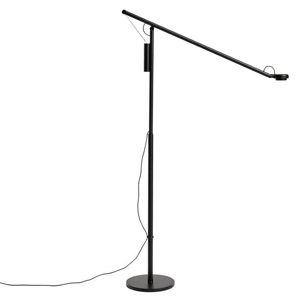 HAY Hay Fifty-Fifty LED podna lampa, crna, visina 135 cm, prigušiva, prigušiva, Crno, Dnevni boravak/blagovaonica, Aluminij