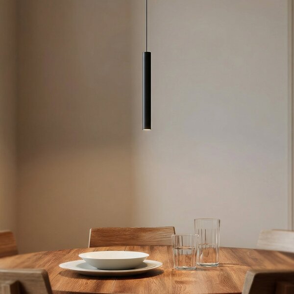 Lindby LED viseća svjetiljka Lumaro, crna, 27 cm, 48 V, prigušljiva, prigušiva, Crno, Dnevni boravak/blagovaonica, Aluminij