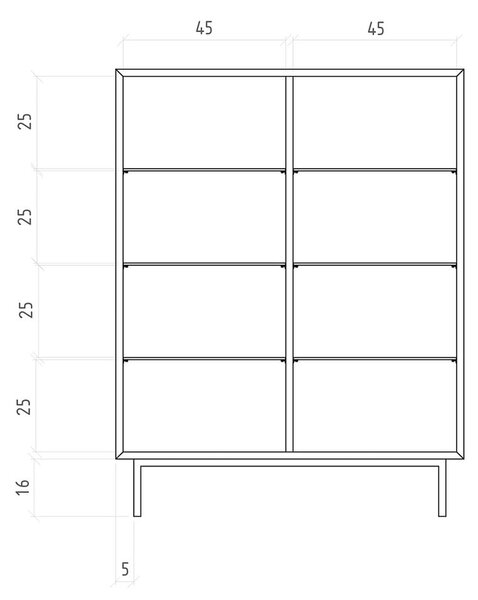 Vitrina od hrastovog drveta u prirodnoj boji 97x125 cm Abies - The Beds