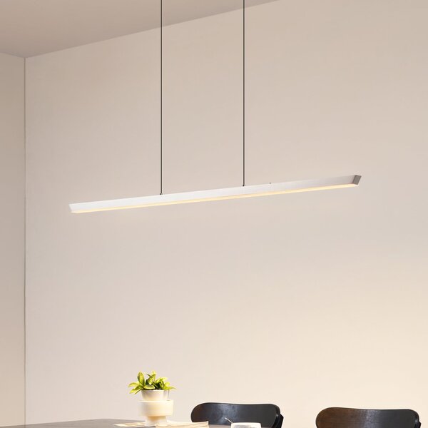 Lucande LED viseća svjetiljka Solvar, 117 cm, srebrna, CCT, prigušljiva, prigušiva, Metalik, Dnevni boravak/blagovaonica, Metal