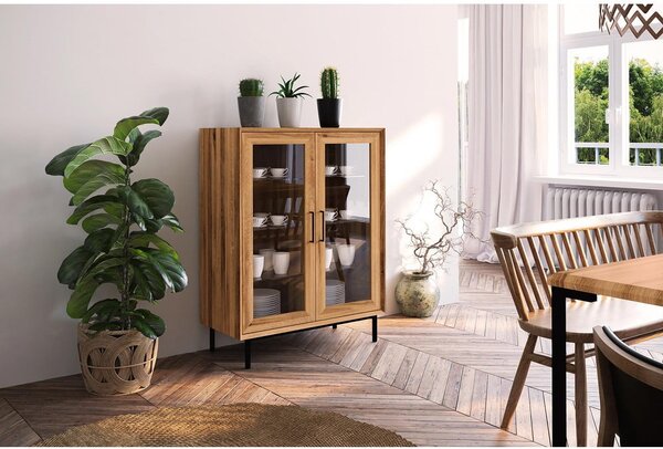 Vitrina od hrastovog drveta u prirodnoj boji 97x125 cm Abies - The Beds