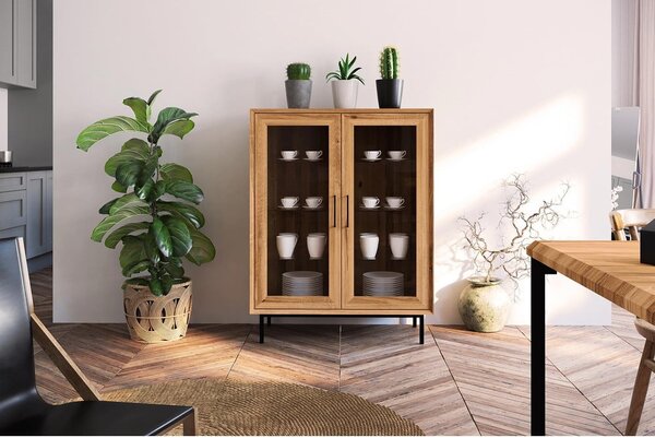 Vitrina od hrastovog drveta u prirodnoj boji 97x125 cm Abies - The Beds