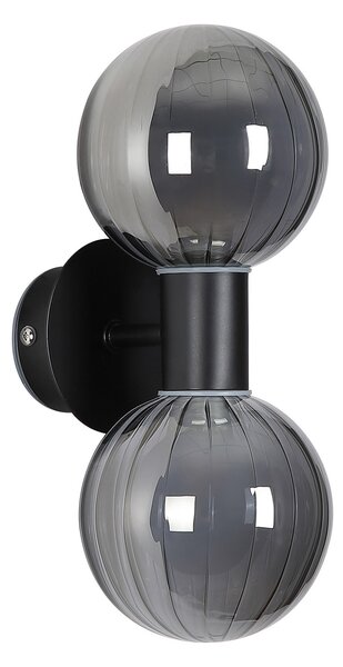Searchlight Zidna svjetiljka za kupaonicu Lumisphere, crna/dimno siva, visina 28 cm, 2, prigušiva, Crno, kupaonica, Staklo