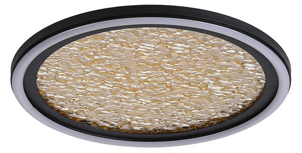 Searchlight LED stropna svjetiljka Luna, Ø 30 cm, crna/zlatna, metalna, prigušiva, Zlato / mjed, Dnevni boravak/blagovaonica, Metal