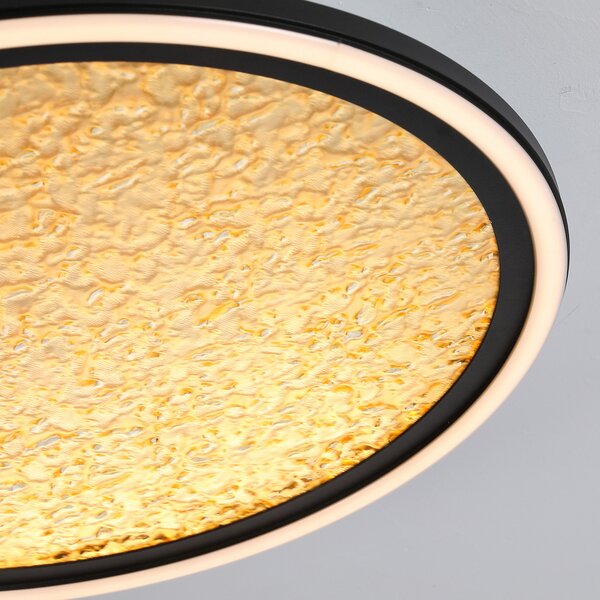 Searchlight LED stropna svjetiljka Luna, Ø 40 cm, crna/zlatna, metalna, prigušiva, Zlato / mjed, Dnevni boravak/blagovaonica, Metal