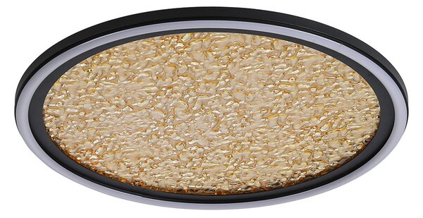 Searchlight LED stropna svjetiljka Luna, Ø 40 cm, crna/zlatna, metalna, prigušiva, Zlato / mjed, Dnevni boravak/blagovaonica, Metal