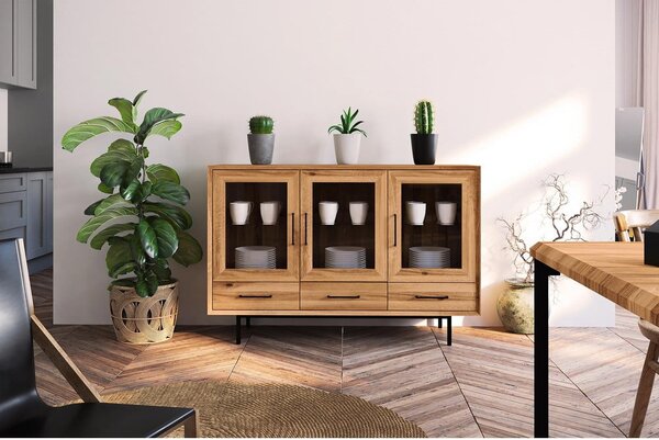 Vitrina od hrastovog drveta u prirodnoj boji 144x95 cm Abies - The Beds