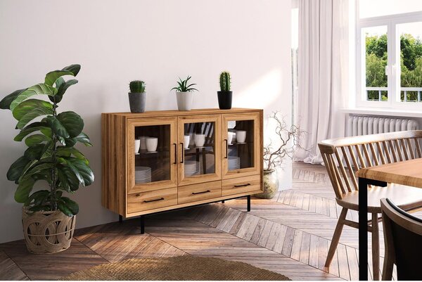 Vitrina od hrastovog drveta u prirodnoj boji 144x95 cm Abies - The Beds