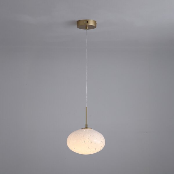 Searchlight LED viseća lampa Confetti, Ø 25 cm, zlatna/bijela, staklo, prigušiva, Zlato / mjed, Dnevni boravak/blagovaonica, Staklo