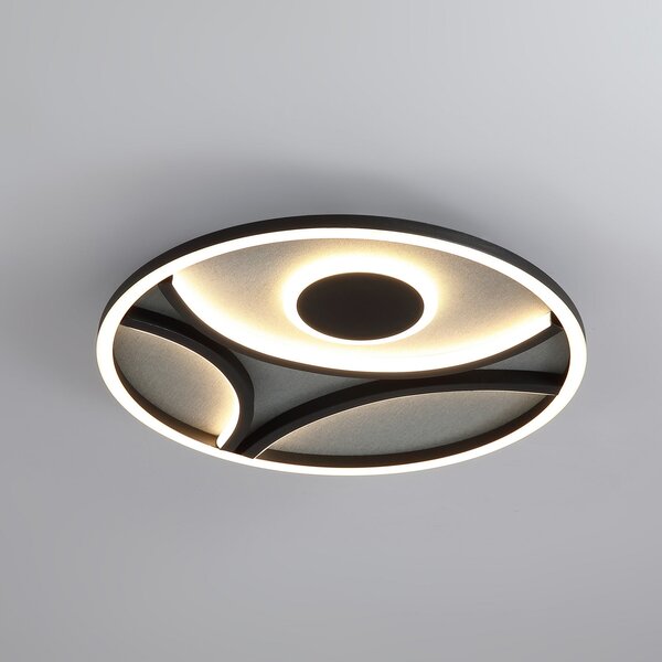 Searchlight Zendisc LED stropna svjetiljka, polukružni dizajn, Ø 39 cm, crna, prigušiva, Crno, Dnevni boravak/blagovaonica, Metal