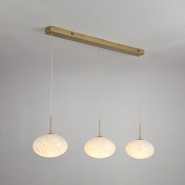 Searchlight LED viseća lampa Confetti, duljina 115 cm zlatna/bijela, staklo, prigušiva, Zlato / mjed, Dnevni boravak/blagovaonica, Staklo