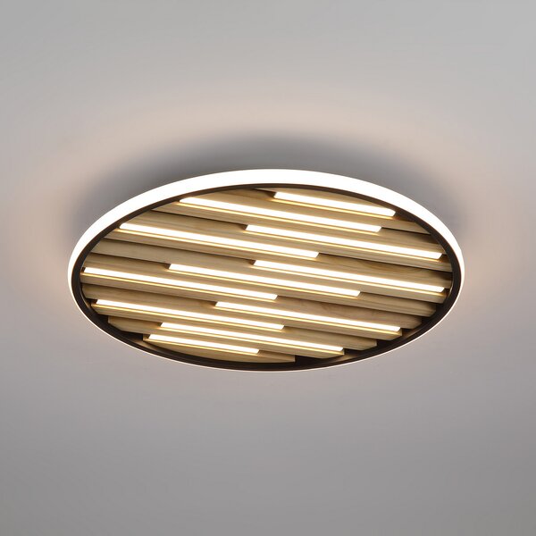 Searchlight LED stropna svjetiljka Equalise, Ø 49 cm, crna/svijetlosmeđa, metalna, prigušiva, Crno, Dnevni boravak/blagovaonica, Metal