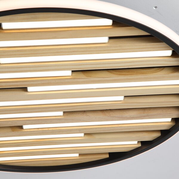 Searchlight LED stropna svjetiljka Equalise, Ø 49 cm, crna/svijetlosmeđa, metalna, prigušiva, Crno, Dnevni boravak/blagovaonica, Metal