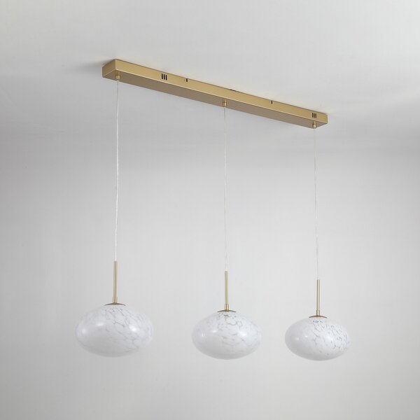 Searchlight LED viseća lampa Confetti, duljina 115 cm zlatna/bijela, staklo, prigušiva, Zlato / mjed, Dnevni boravak/blagovaonica, Staklo