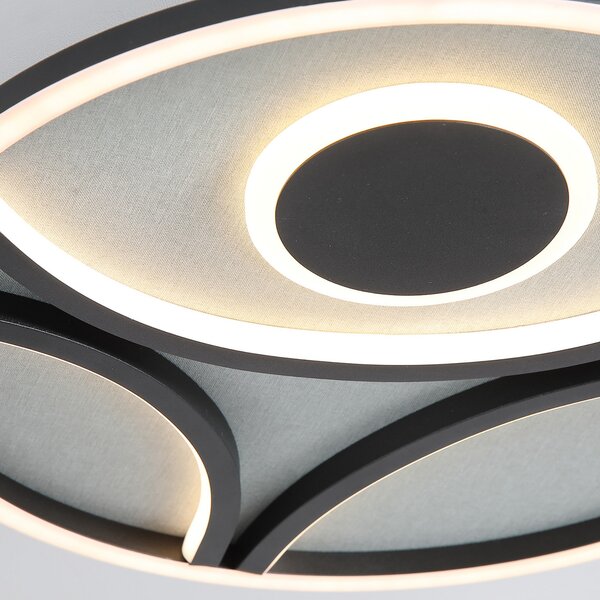Searchlight Zendisc LED stropna svjetiljka, polukružni dizajn, Ø 39 cm, crna, prigušiva, Crno, Dnevni boravak/blagovaonica, Metal