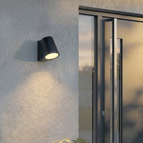 Lindby LED vanjska zidna svjetiljka Illuvia, mat crna, IP54, Crno, Aluminij
