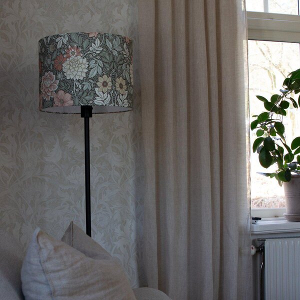 PR Home Podna lampa Amy, Dahlia zelena/crna, 150 cm, tekstil, E27, Crno, Dnevni boravak/blagovaonica, Tkanina / tekstil