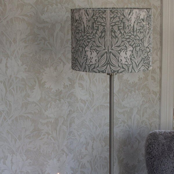 PR Home Podna lampa Amy, boja bazge zelena/siva, visina 150 cm, E27, Sivo, Dnevni boravak/blagovaonica, Tkanina / tekstil