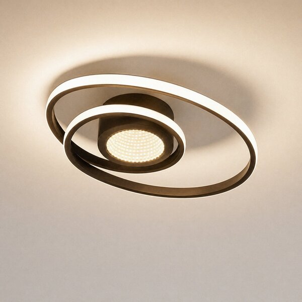 Lindby LED stropna svjetiljka Thalina, 45cm, dim., Infinity Tunnel, prigušiva, Crno, Dnevni boravak/blagovaonica, Metal