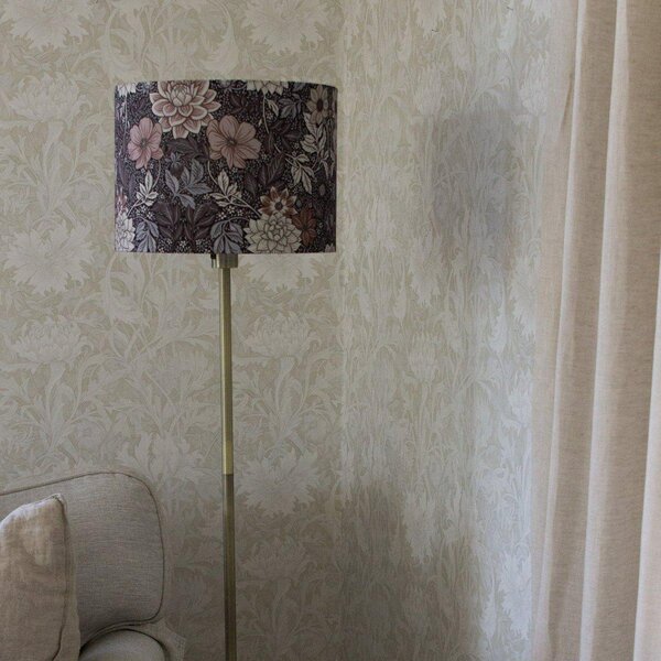 PR Home Podna lampa Amy, Dahlia smeđa/zlatna, visina 150 cm, tekstil, E27, Smeđa / hrđa, Dnevni boravak/blagovaonica, Tkanina / tekstil