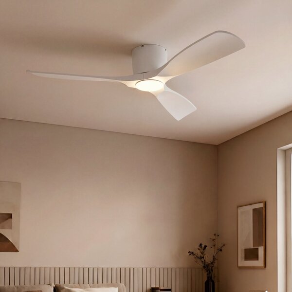 Lucande Moneno pametni LED stropni ventilator, bijeli, DC, Tuya, prigušiva, Bijela, Dnevni boravak/blagovaonica, Metal