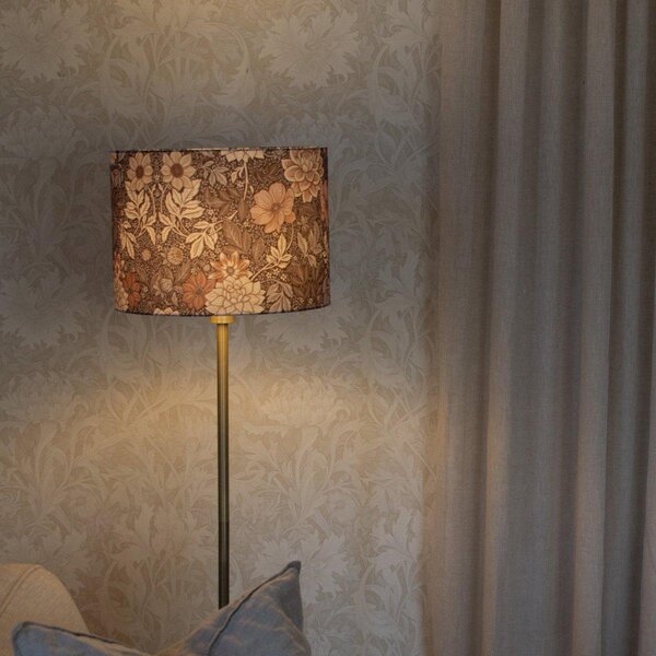 PR Home Podna lampa Amy, Dahlia smeđa/zlatna, visina 150 cm, tekstil, E27, Smeđa / hrđa, Dnevni boravak/blagovaonica, Tkanina / tekstil