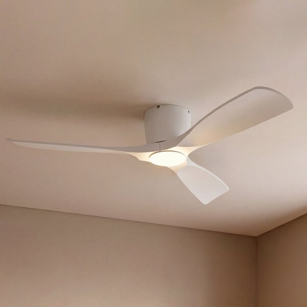 Lucande Moneno pametni LED stropni ventilator, bijeli, DC, Tuya, prigušiva, Bijela, Dnevni boravak/blagovaonica, Metal