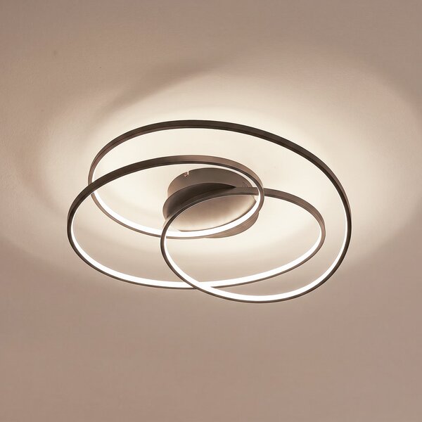 Lindby LED stropna svjetiljka Kateryna, crna, Ø 60 cm, prigušiva, prigušiva, Crno, Dnevni boravak/blagovaonica, Aluminij