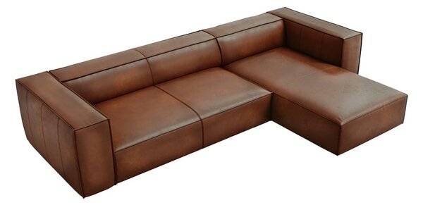 Konjak smeđa kožna kutna garnitura (desni kut) Madame - Windsor & Co Sofas