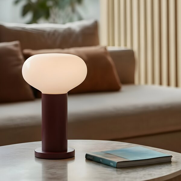 ALDEX Stolna lampa Flo, crvena, Ø 19 cm, staklo, Crvena, Dnevni boravak/blagovaonica, Metal