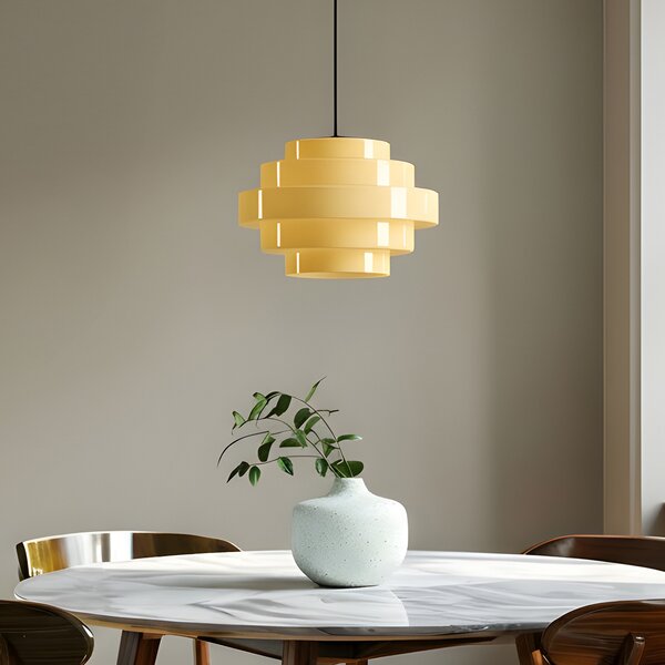 ALDEX Viseća lampa Filo, žuta, Ø 28 cm, staklo, prigušiva, Žuta, Dnevni boravak/blagovaonica, Staklo