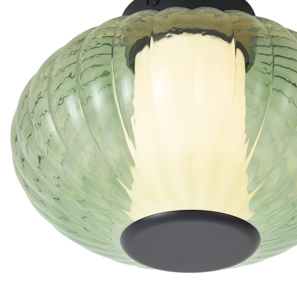 Dizajnerska stropna svjetiljka crna 28 cm sa zelenim staklom uklj. LED 3-stupanjsko prigušivanje - Margherite