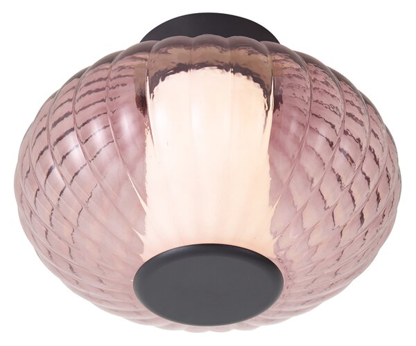Dizajnerska stropna svjetiljka crna 28 cm s ljubičastim staklom uklj. LED s 3-stupanjskim prigušivanjem - Margherite